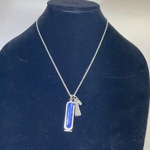 EUC: Lia Sophia necklace & bracelet w/cobalt blue marbled stone & charms